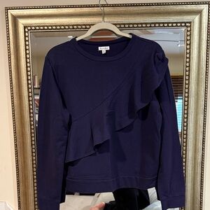 Navy Ruffle lightweight sweatshirt Top